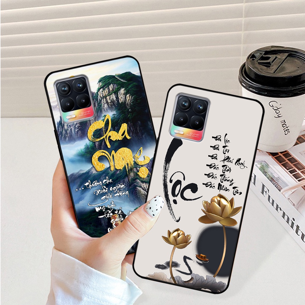 Ốp lưng Realme 8 - Realme 8 Pro in hình phong cách chữ thư pháp cha mẹ, tài lộc