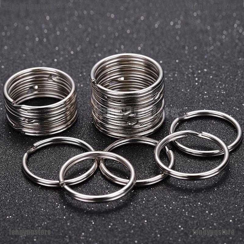 Bộ 50 Bạc Đánh Bóng Chìa Khóa Chia Vòng Móc Khóa Móc Khóa Vòng Vòng DIY