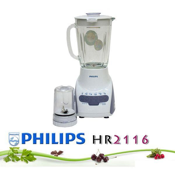 Máy xay sinh tố Philips HR2116, cốc thủy tinh, công suất 600W, dung tích 2L - Hàng nhập khẩu Indonesia