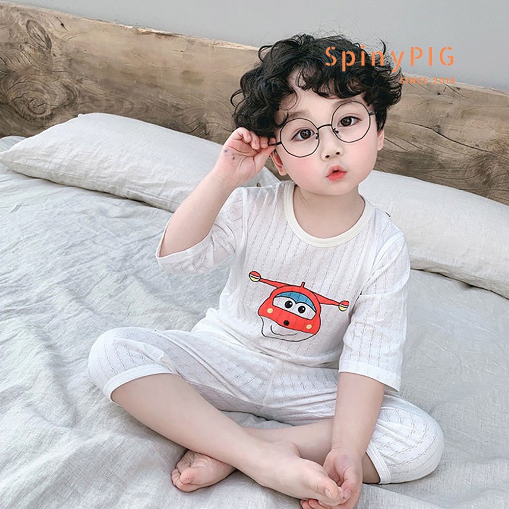 Bộ quần áo lửng mặc ở nhà cho bé 0-4 tuổi hè thu 100% cotton thoáng mát