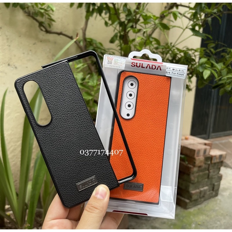 Ốp lưng Sulada Vân da cho Samsung Z Fold 4 5G 2 mảnh ôm máy mỏng nhựa siêu đẹp