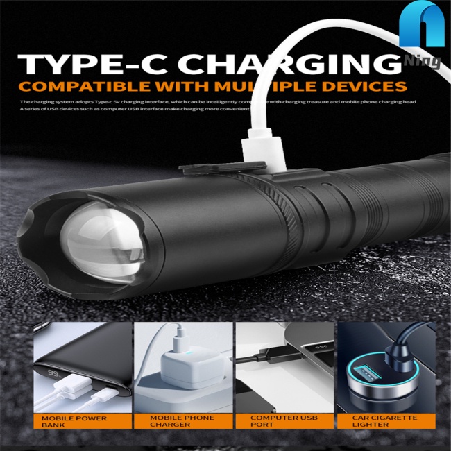 Đèn Pin Mini Xhp70 1200-1500 Lumens Loại c Ipx4 Chống Thấm Nước