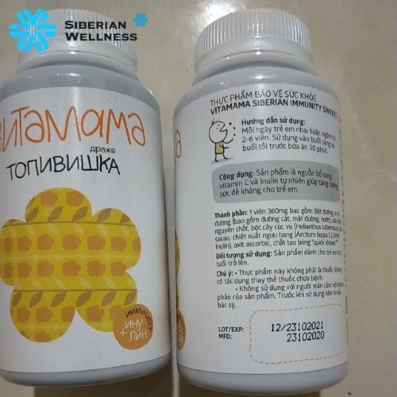 Thực phẩm bảo vệ sức khỏe VitaMama Siberian immunity sweets 400 viên