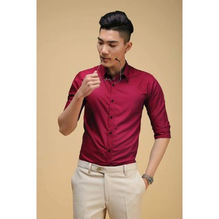 ÁO SƠ MI MÀU ĐỎ ĐÔ VẢI LỤA CAO CẤP