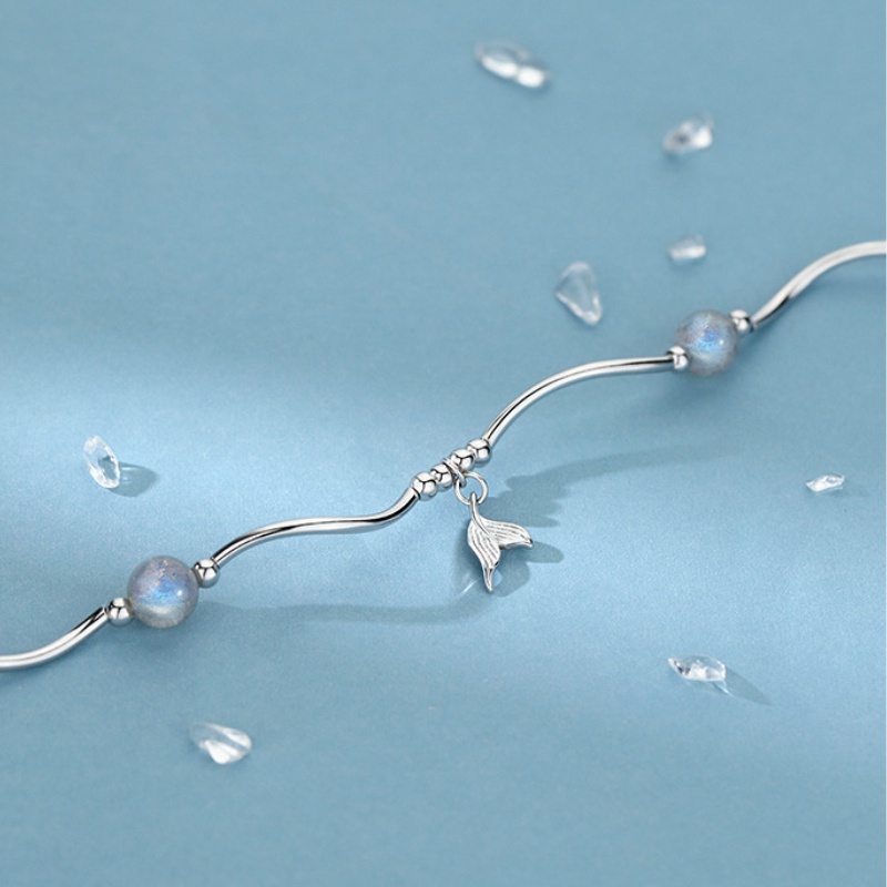 Ladies Moonstone Pearl Fishtail Bracelet Vòng đeo tay có thể điều chỉnh