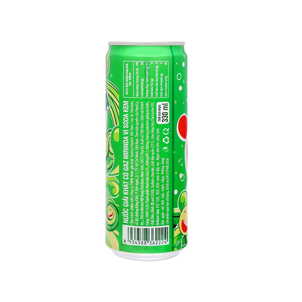 Lốc 6 Lon Nước Ngọt Giải Khát Có Gas Mirinda Vị Soda Kem 330ml