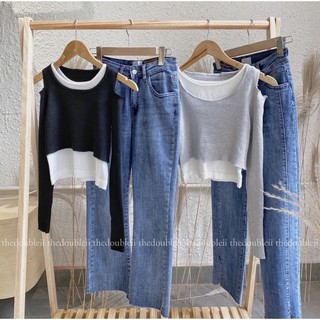 Áo Croptop Len Hai Lớp🖤