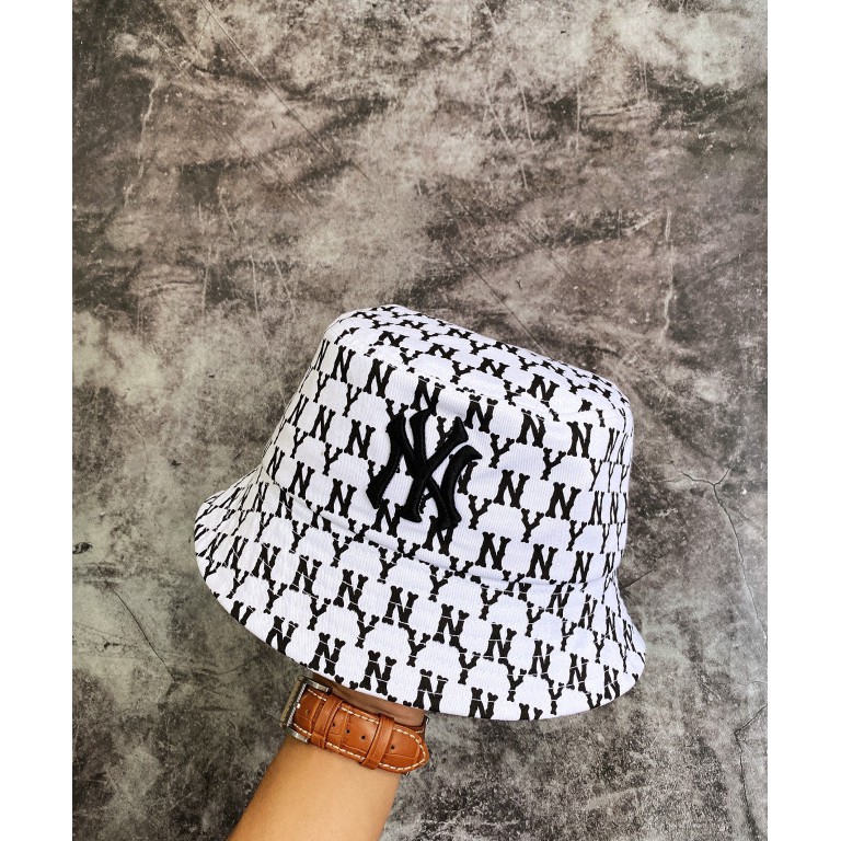 (HÀNG XUẤT XỊN) Mũ bucket trắng N13 MONOGRAM BUCKET HAT WHITE/BLACK Made in Viet/nam full tem tag One size, unise