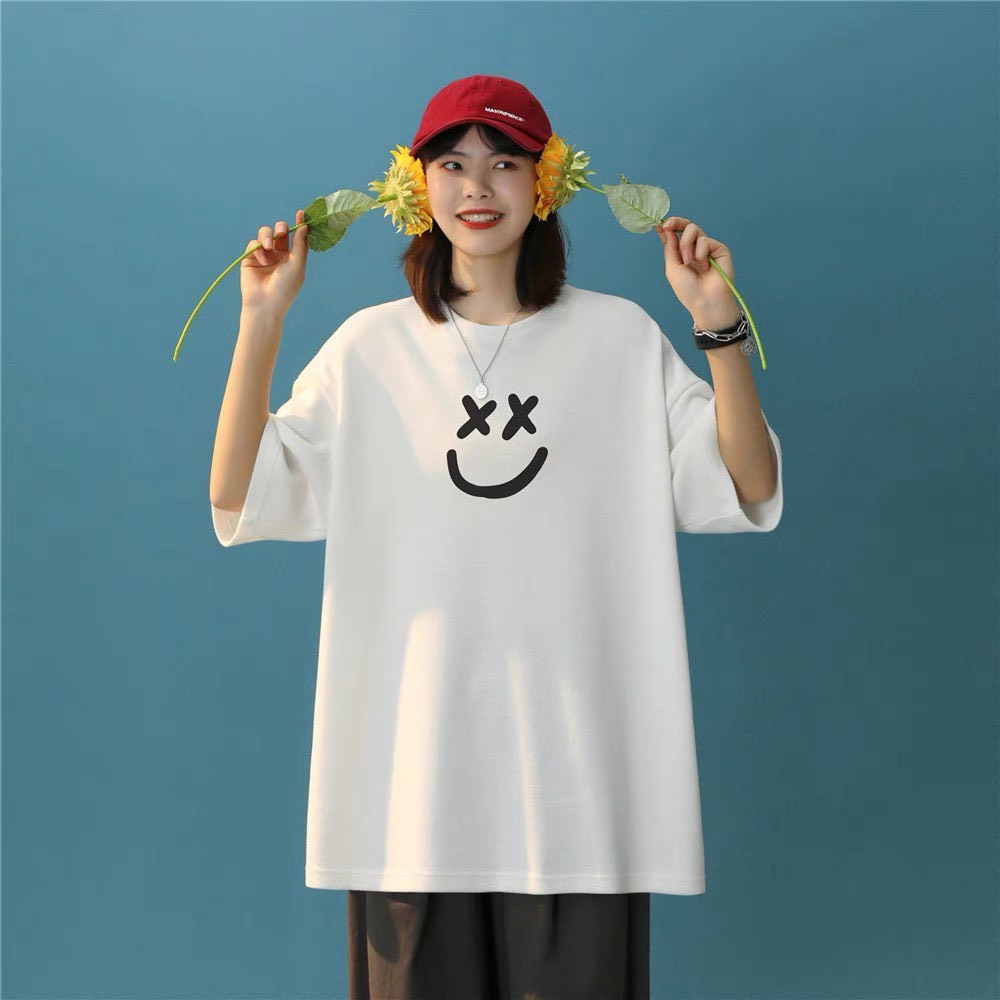 Áo thun tay lỡ nam nữ, áo phông Unisex mặt cười ×͜× chất cotton mịn | WebRaoVat - webraovat.net.vn