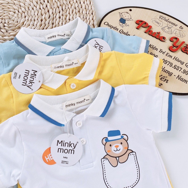 Áo Phông Cổ Trụ Hàng Minky Mom In Túi Họa Tiết Động Vật Dễ Thương Cho Bé (Size từ 8-18kg) (1441)