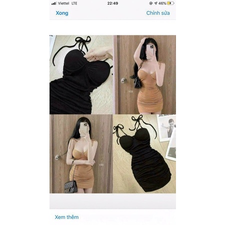 Váy body cột nơ - đầm body có mút lót