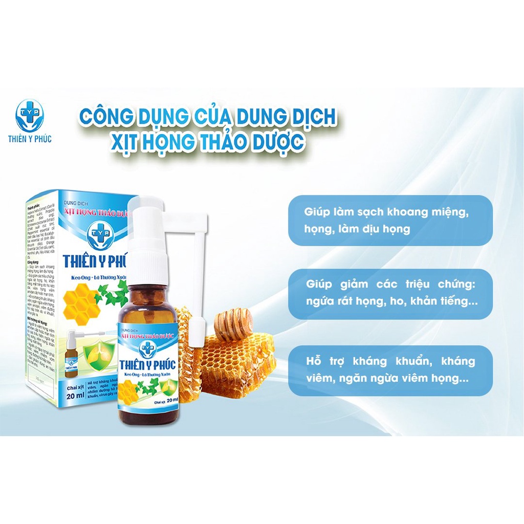 Dung Dịch Xịt Họng Thảo Dược - Thiên Y Phúc - Keo ong, Lá thường xuân - 20ml