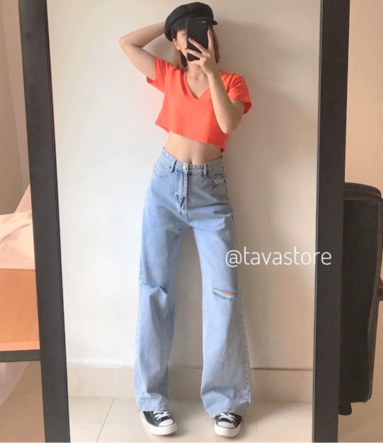 Quần jeans nữ rách gối chất loại 1
