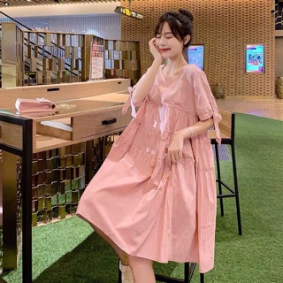💥Đầm Babydoll Tầng Tay Nơ