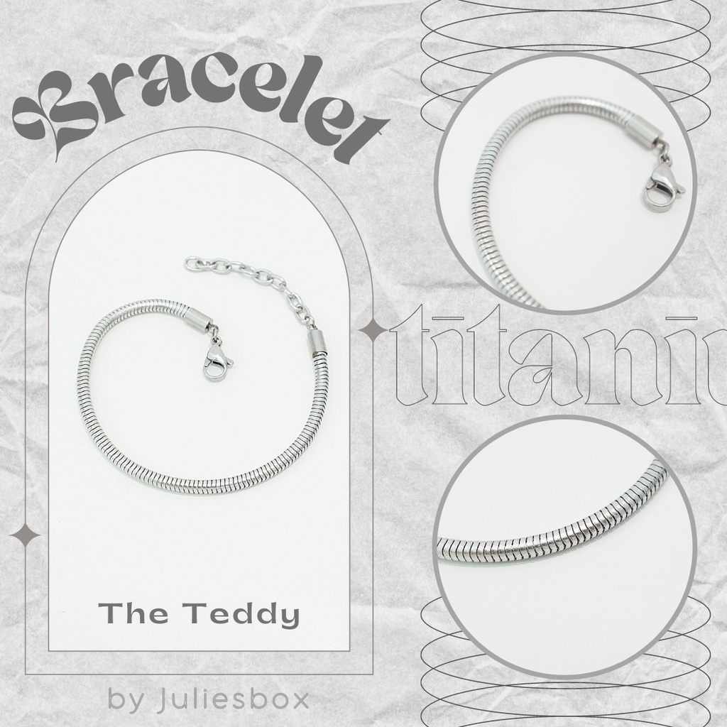 Vòng Tay Titan Unisex Xích Liền Basic Không Đen Không Hoen Gỉ Không Phai Màu Không Ngứa Bền julies box 66 bracelet