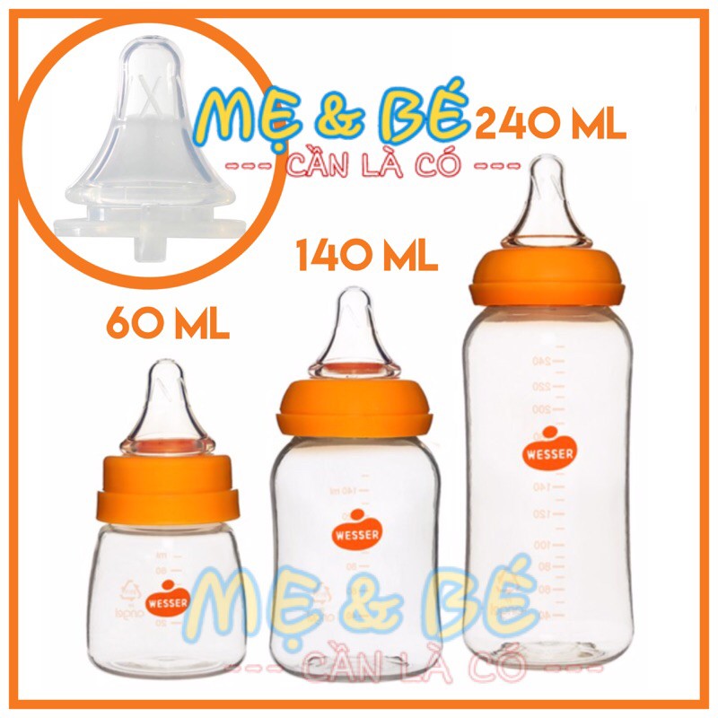 [MỚI NHẤT 2020] Bình Sữa Wesser 240ml Nhựa PP BPA FREE