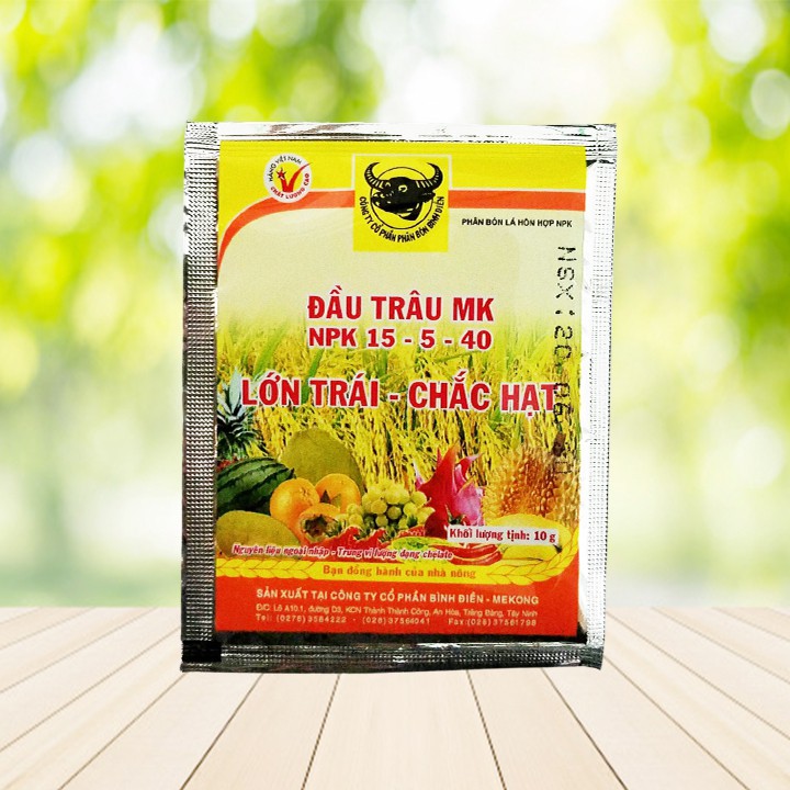 Phân bón Đầu Trâu kích ra hoa, đậu trái, nuôi trái lớn 15-5-40 gói 10g