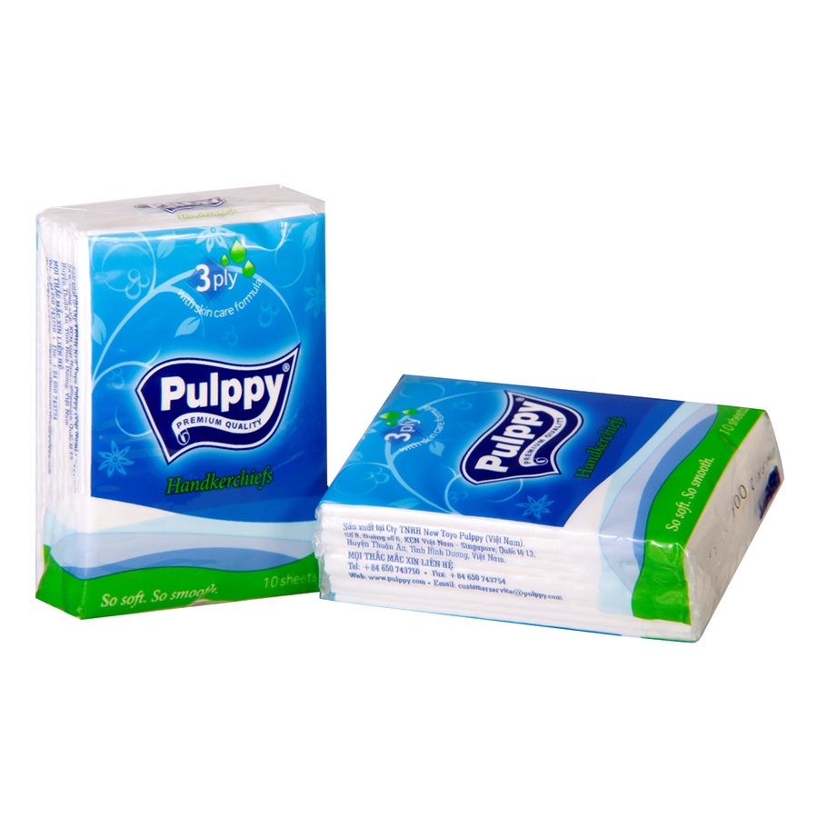 Khăn Giấy Lụa Bỏ Túi Pulppy 3 lớp (Lốc 10 gói)