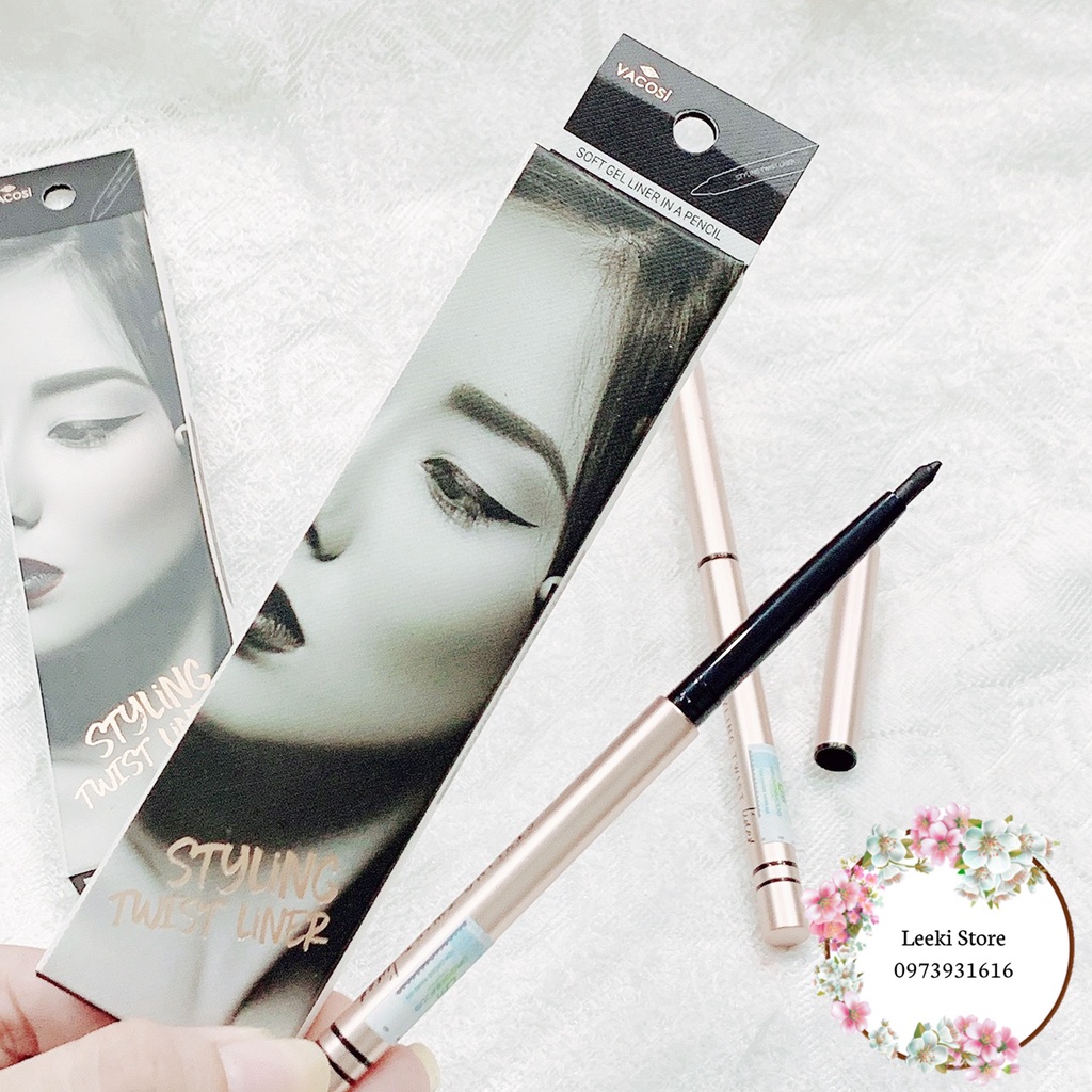 Chì Vặn Kẻ Mắt Dạng Gel Đen Huyền VACOSI - VACOSI STYLING TWIST LINER
