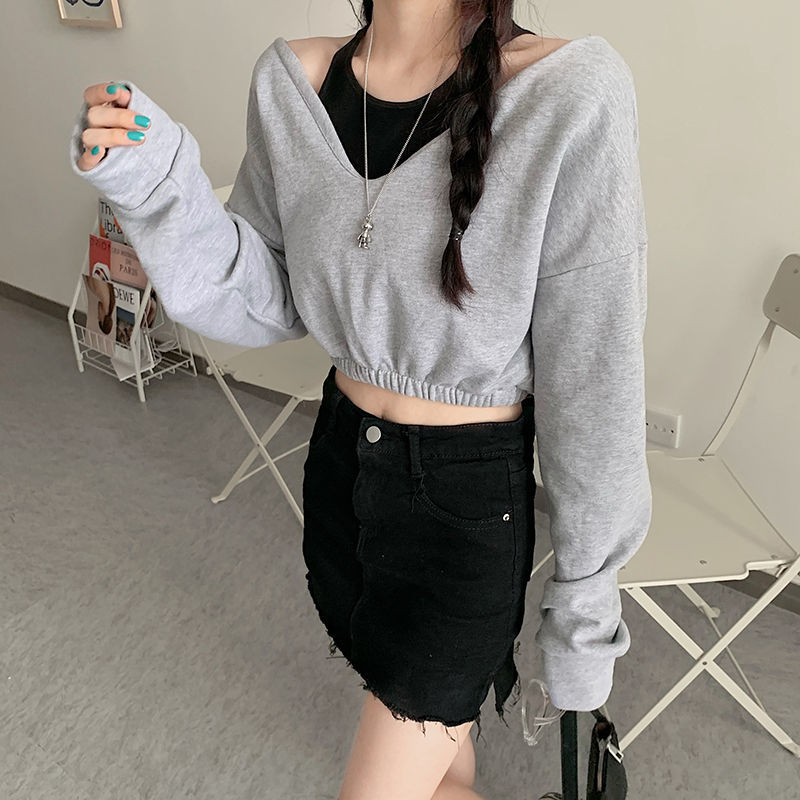 Áo Len Dài Tay Cổ Chữ V Trễ Vai Quyến Rũ Cho Nữ