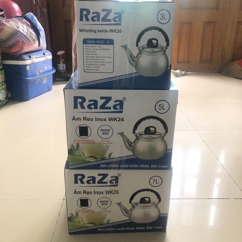 Ấm Reo Đun Nước Bếp Từ Inox 304 Cao Cấp Raza  2L/3L/4L/5L/7L_Ấm Reo Inox 304 Sản Xuất Theo Tiêu Chuẩn Nhật Bản
