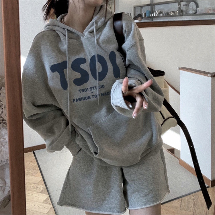 Áo Hoodie Dáng Rộng Bằng Vải Nhung Dày Thời Trang Mùa Đông Hàn Quốc Cho Nữ