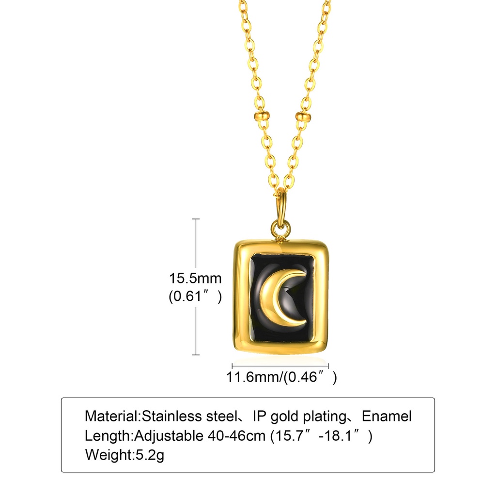 Vnox Vòng cổ Mặt Trăng Tráng Men Màu Vàng Kim Tráng Men