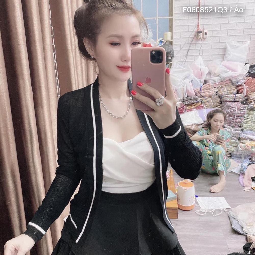 Áo khoác len viền sọc form rộng QC! HOT HOT
