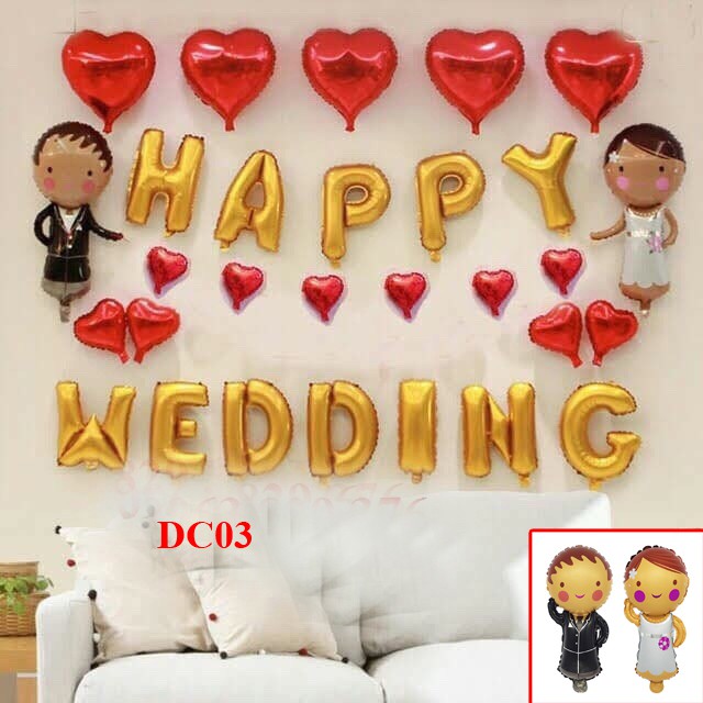 Các set Bóng Happy Wedding - trang trí tiệc cưới - phòng cưới