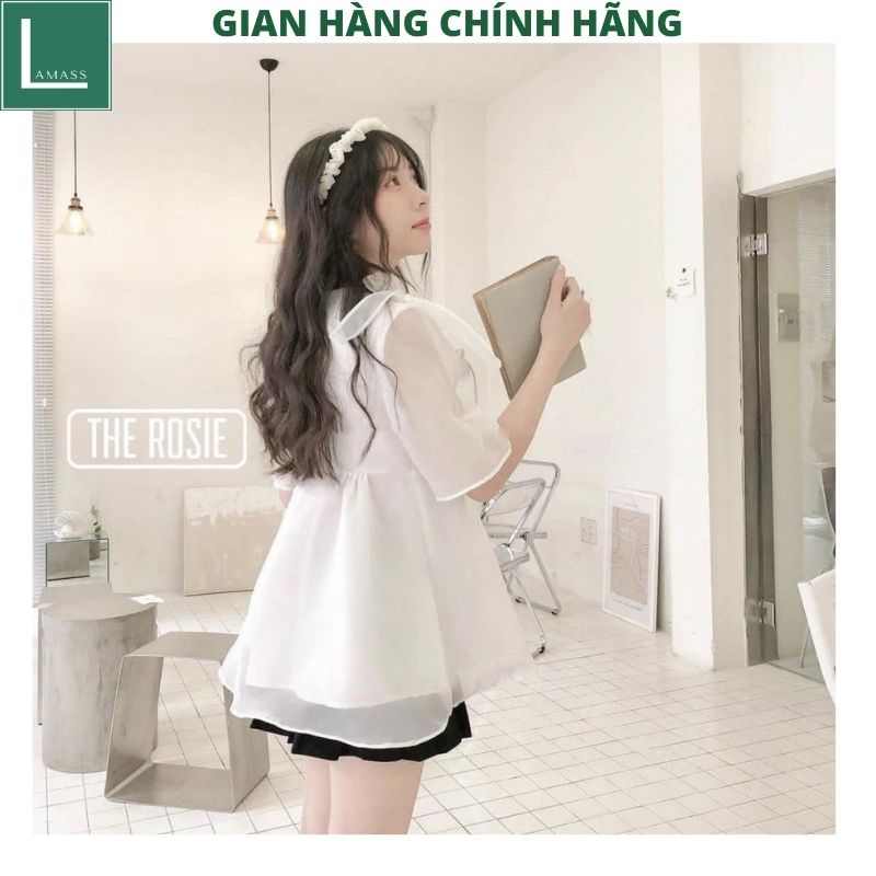 Áo babydoll nữ voan tơ 2 lớp kiểu dáng tiểu thư bánh bèo dễ thương -LAMASS