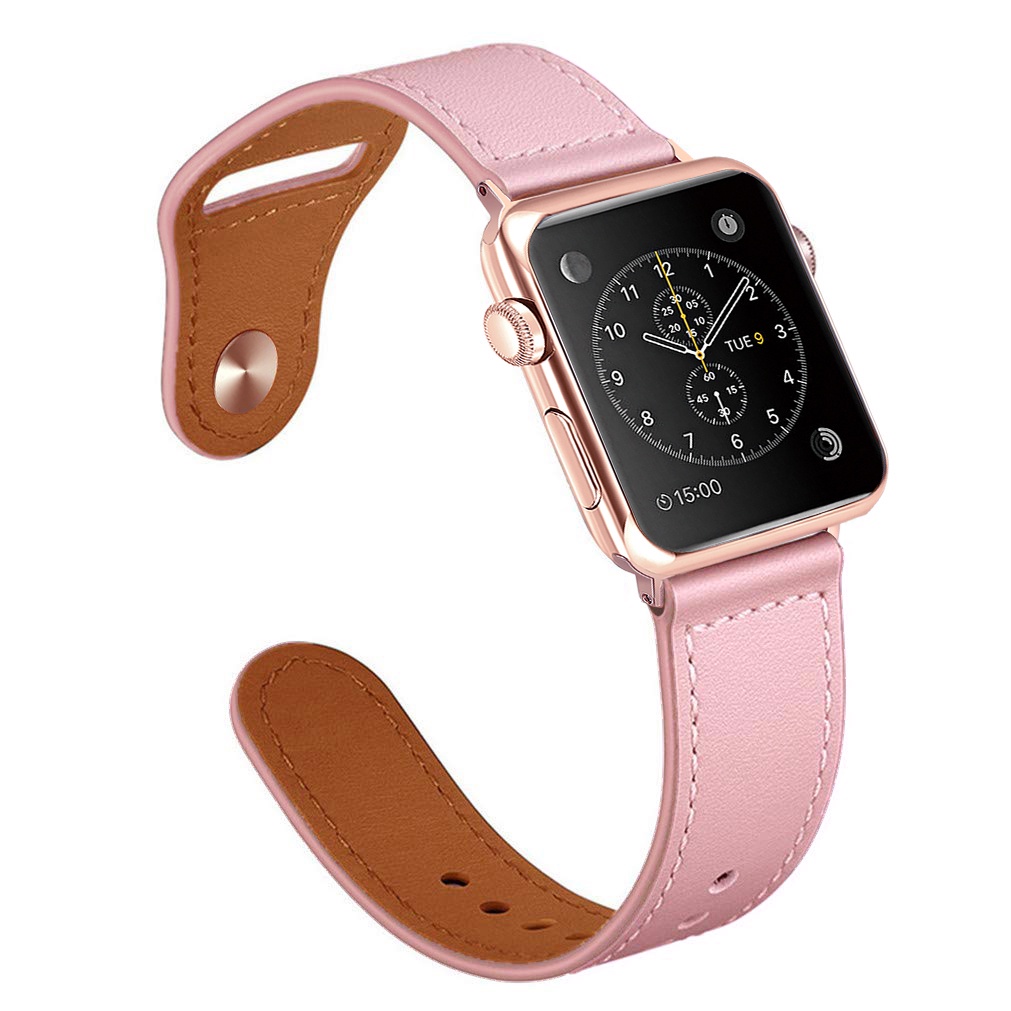 Dây đeo bằng da thật cho đồng hồ thông minh Apple Watch Series 7/6/5/4/3 /SE 45mm/40mm/42mm/38mm /41mm/44mm