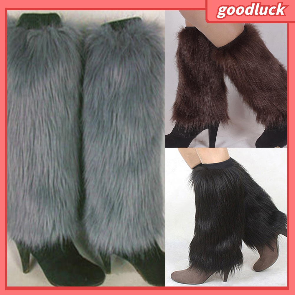 Đôi Vớ DàI MàU Trơn PhốI Lông Giả ThờI Trang Cho Nữ