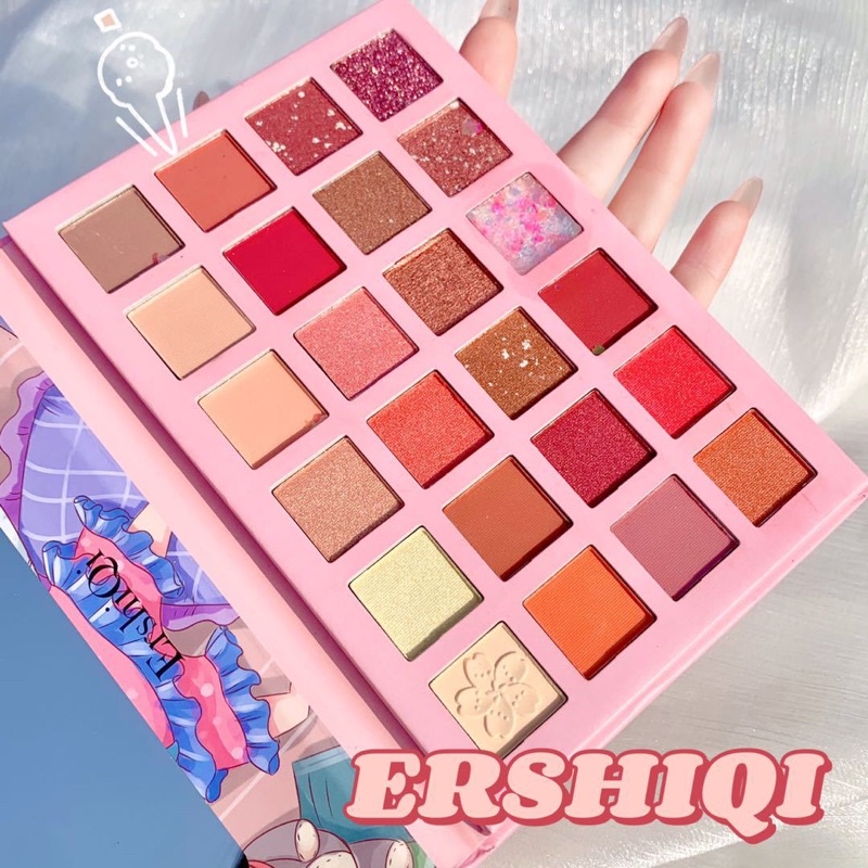 Bảng Phấn Mắt ErshiQi 24 Màu Ánh Kim Nhũ Lấp Lánh Hot Tiktok Douyin