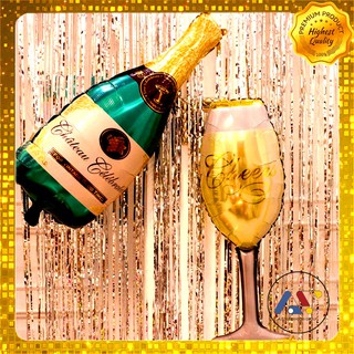 Bóng bay chai rượu và ly rượu Sâm panh Champagne loại 90cm