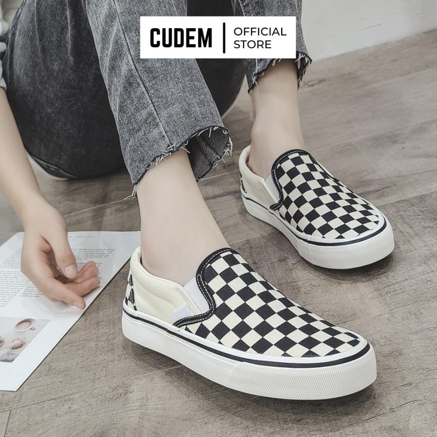 Giày van caro nam nữ, giày lười vải slip on chất liệu canvas dày dặn thoáng khí S5