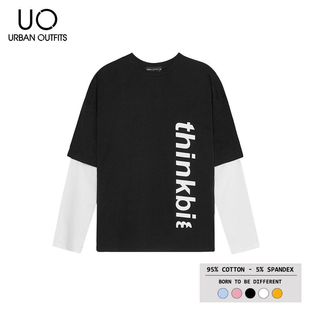 Hàng OUTLET 5 Màu TDO06 Áo Thun Tay Dài Phối Nam Nữ Form Rộng URBAN OUTFITS In Chữ Thinkbi 100 Cotton 4 Chiều | BigBuy360 - bigbuy360.vn