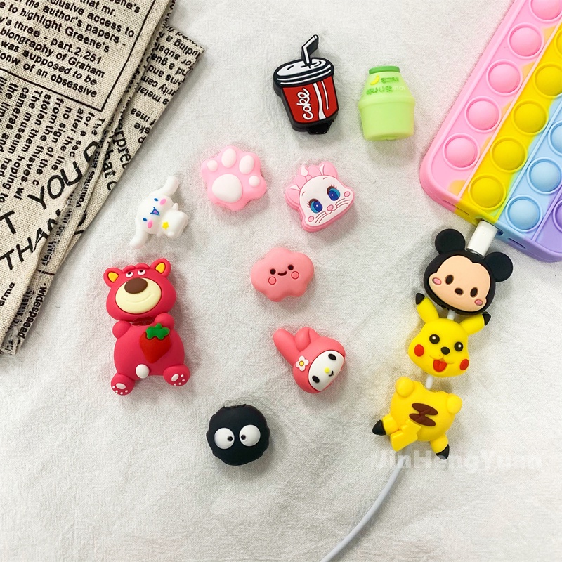 Mobile Phụ Kiện Bảo Vệ Dây Cáp Điện Thoại 18w 20w Hình Chuột Mickey Dễ Thương