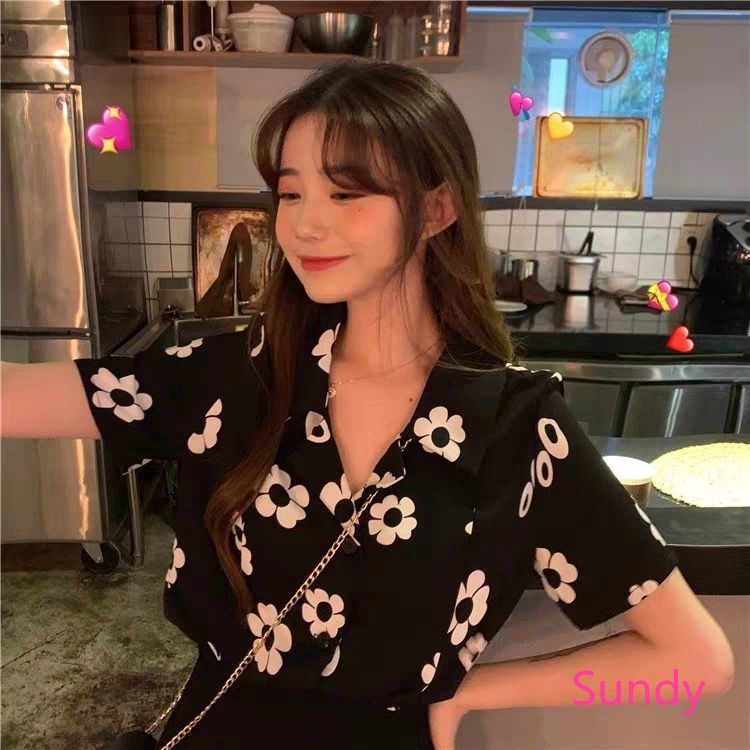 Áo Sơ Mi Voan Hoa Ngắn Tay Thời Trang Mùa Hè Dành Cho Nữ