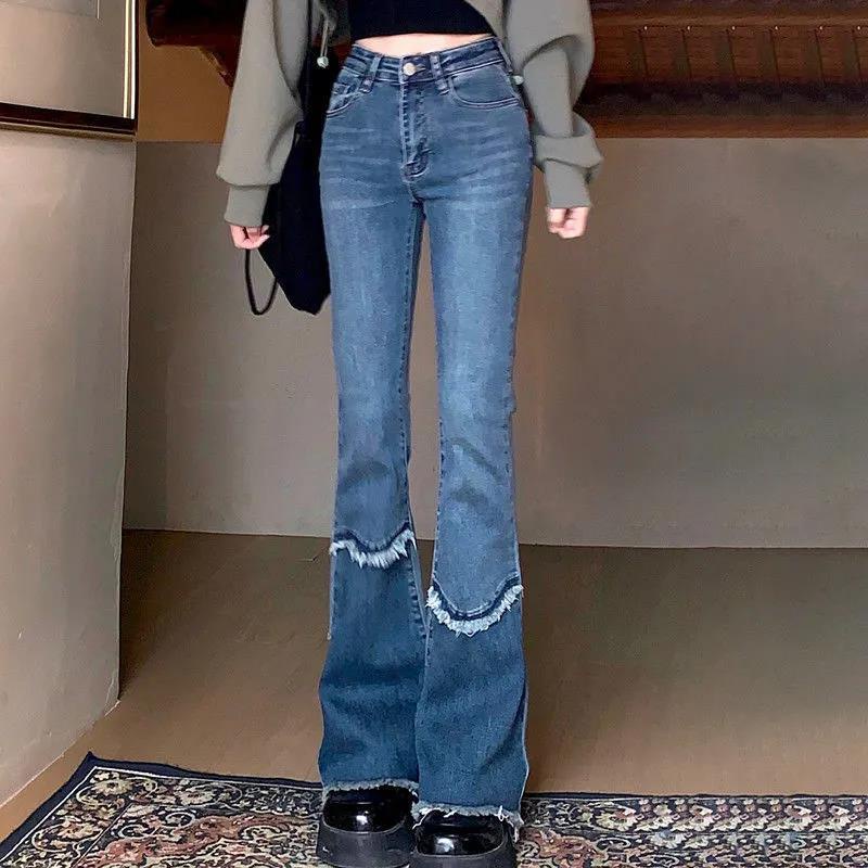 Quần jean ống rộng màu gradient trẻ trung phong cách mùa hè dễ phối đồ dành cho nữ