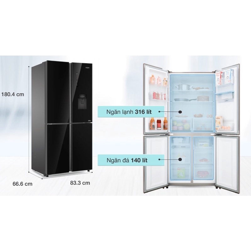 Tủ lạnh Aqua Inverter 456 lít AQR-IGW525EM GB