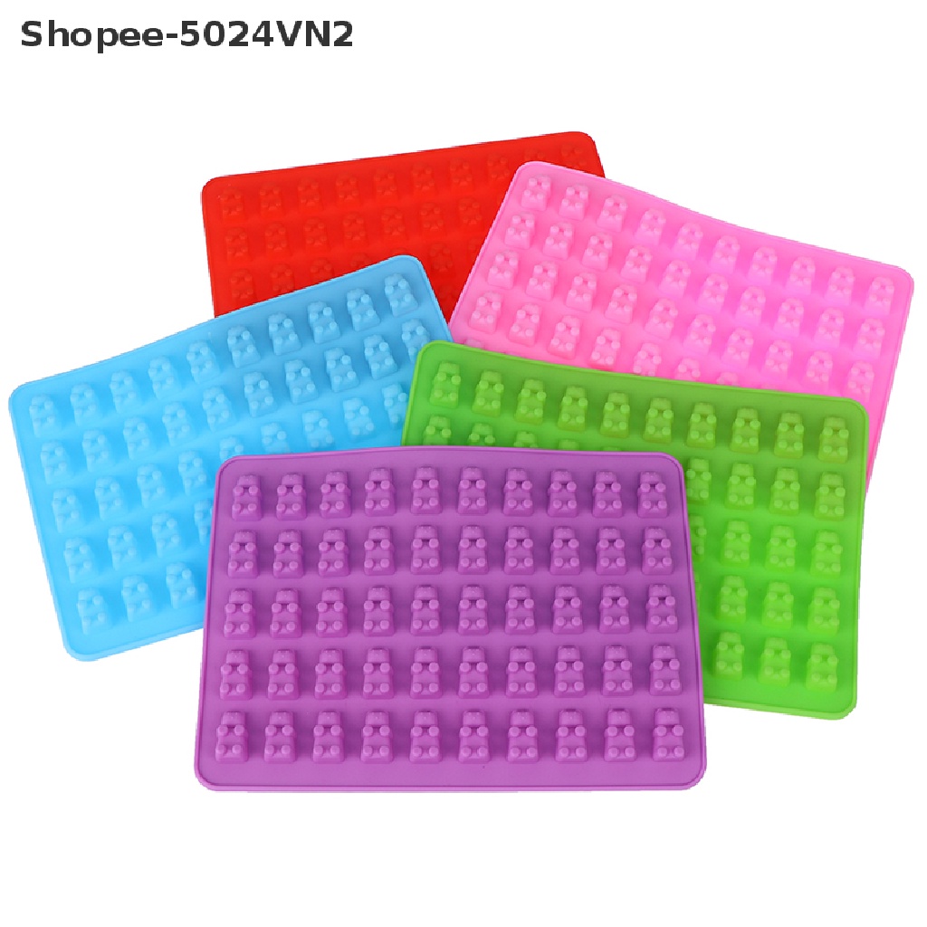[&amp; Home &amp; living &amp;] Khuôn Silicone Làm Sô Cô La, Đá, Kẹo, Thạch Hình Gấu Gummy 53 Ngăn