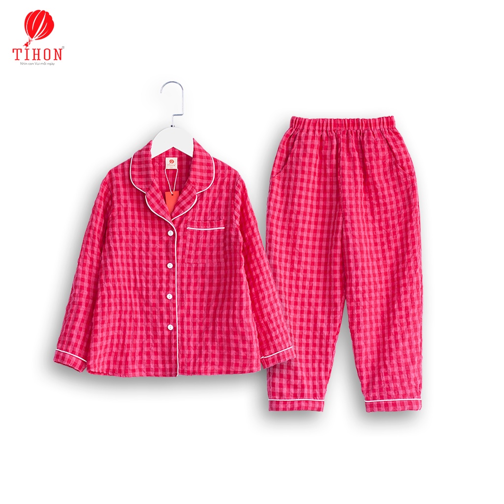 Bộ pijama bé gái TIHON dài tay 2 màu cao cấp SET0750289