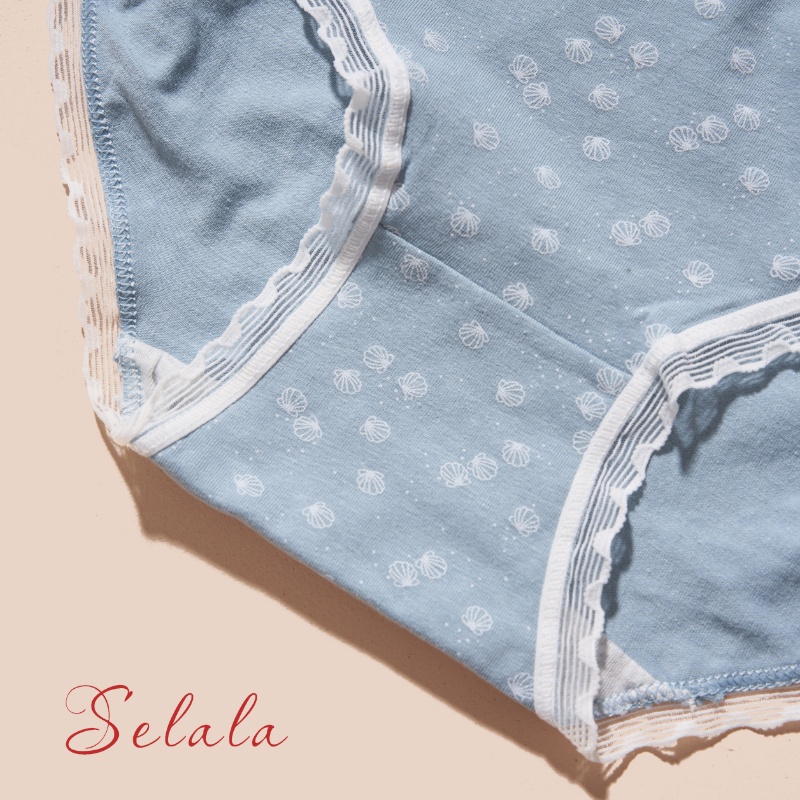 Set 5 Quần Lót Cotton Selala Họa Tiết Cute Viền Ren Phối Nơ Siêu Thông Thoáng QC38