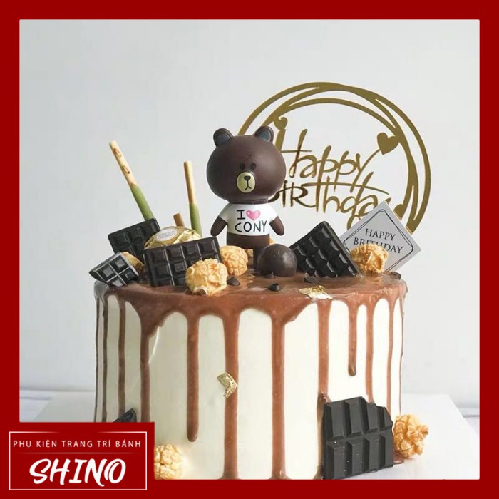 Đồ chơi gấu và thỏ Line trang trí bánh