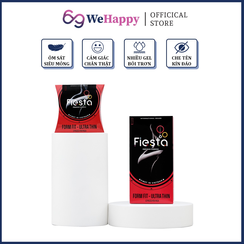 Bao Cao Su Fiesta Form Fit Ultra Thin Ôm Sát Siêu Mỏng Nhiều Gel Bôi Trơn – Hộp 12 Cái- Happy Man