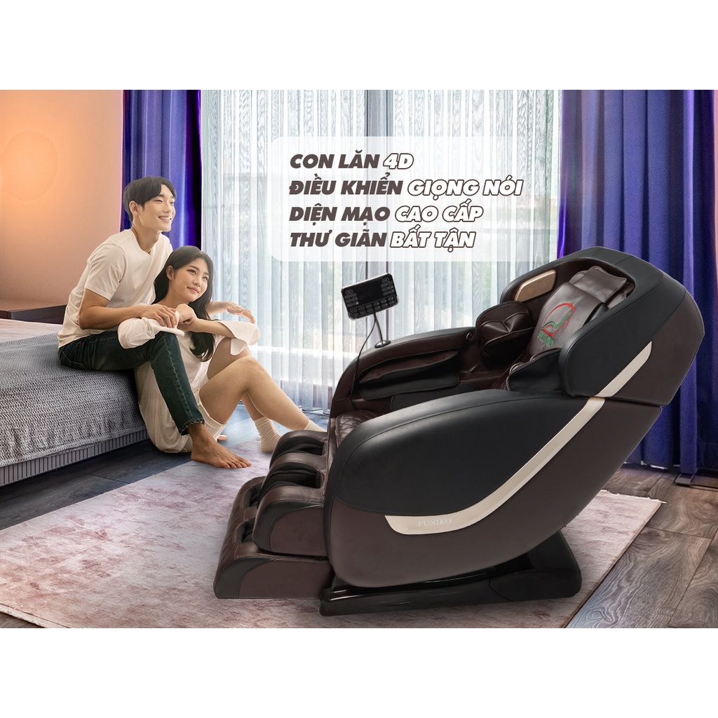 Ghế massage điều khiển giọng nói,bảo hành 10 năm Funiko F50 4D di chuyển massage thư giãn trị liệu toàn thân