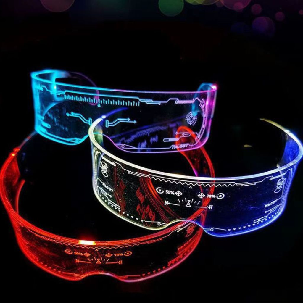 Mắt Kính Nhựa Trong Suốt Có Đèn Led Phát Sáng Độc Đáo.