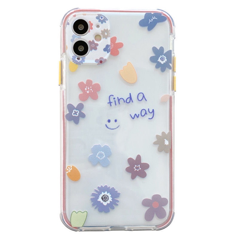 Ốp điện thoại silicon mềm trong suốt họa tiết hoa dễ thương thích hợp cho iPhone 11 12 Pro Max 7 8 Plus Xr Xsmax