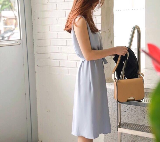 Đầm maxi cộc tay thắt nơ eo - D1050 | BigBuy360 - bigbuy360.vn