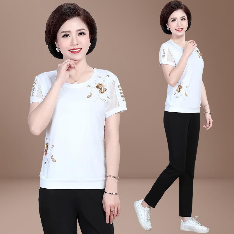 Set bộ thể thao nữ trung niên cộc tay, đồ bộ nữ trung niên mặc nhà ngắn tay cotton mùa hè cho bà cho mẹ_Zoca_BTH